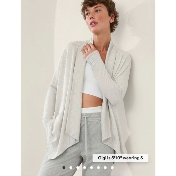 Athleta Sweaters - Athleta Pranayama Restore Wrap Cardigan Thumb hole Gray Size S